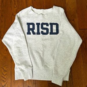 gray RISD off shoulder crewneck